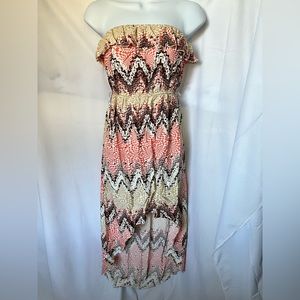 All Over Print Strapless Dress